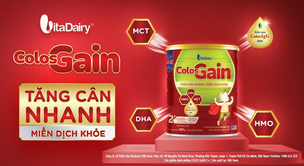 Colos Gain – sản phẩm mới của VitaDairy giúp tăng cân nhanh trên nền tảng miễn dịch khoẻ
